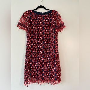 Red and Navy Tahari Short Sleeve Dress size 2